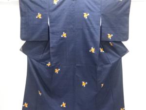 童女に毬模様織り出し手織り紬着物